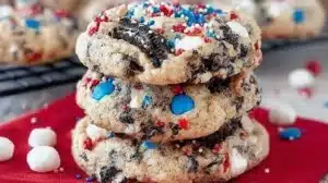 Delicious Fireworks Cookies and Cream Cookies with a festive touch