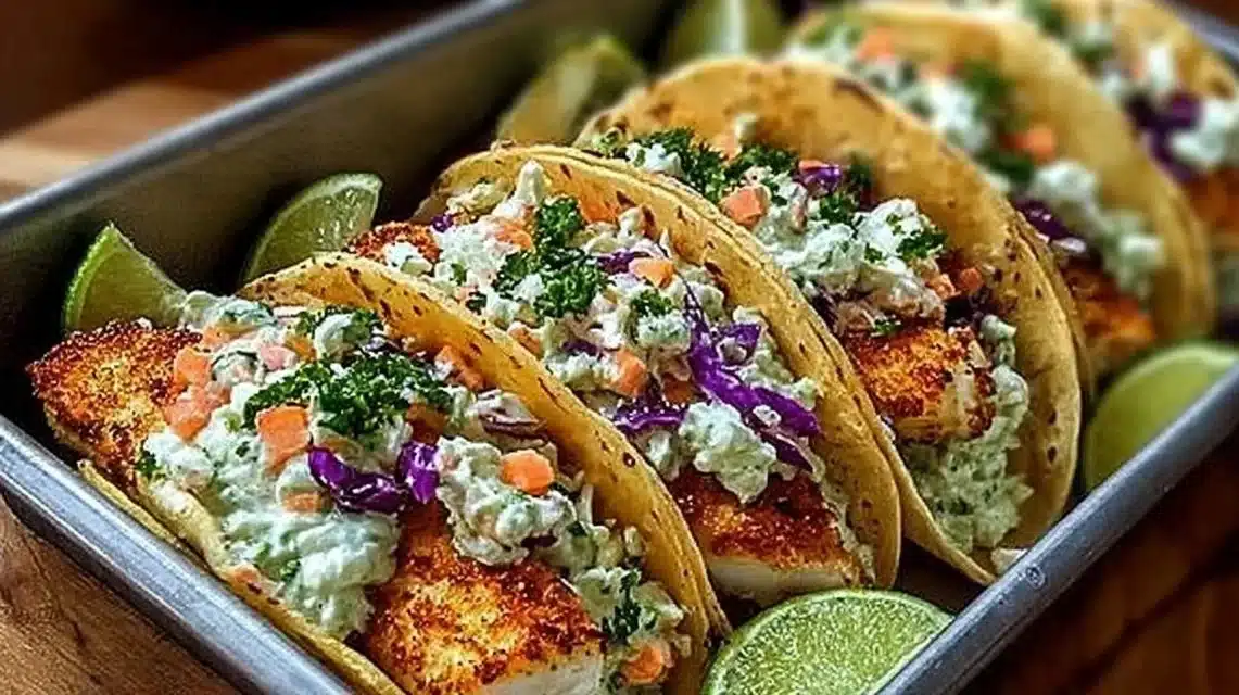 Fish Tacos for a Quick Family Dinner 1 Delicious fish tacos with fresh toppings and vibrant ingredients