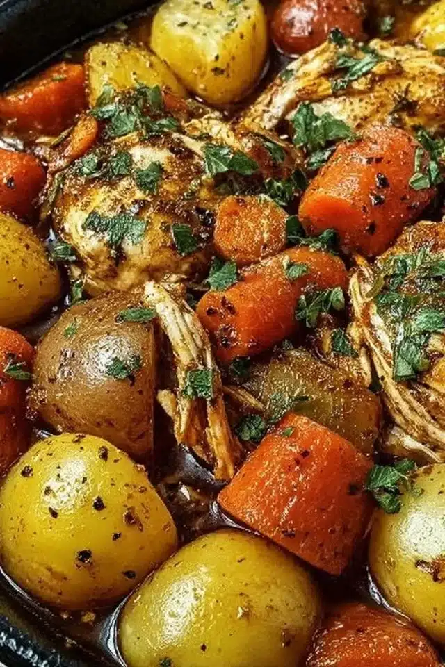 Garlic Butter Chicken with Potatoes and Carrots