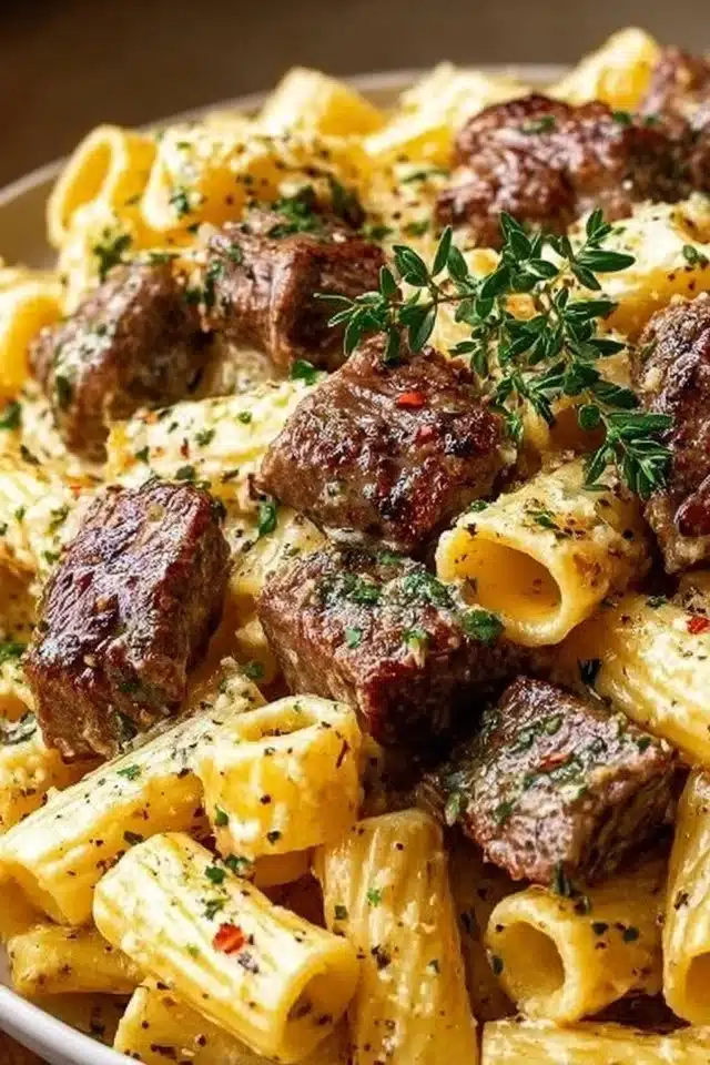 Garlic Butter Steak Rigatoni