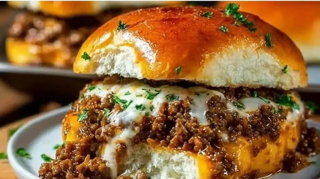 Gordon Ramsay's delicious Philly Cheesesteak Sloppy Joes served on a plate