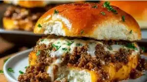 Gordon Ramsay's delicious Philly Cheesesteak Sloppy Joes served on a plate