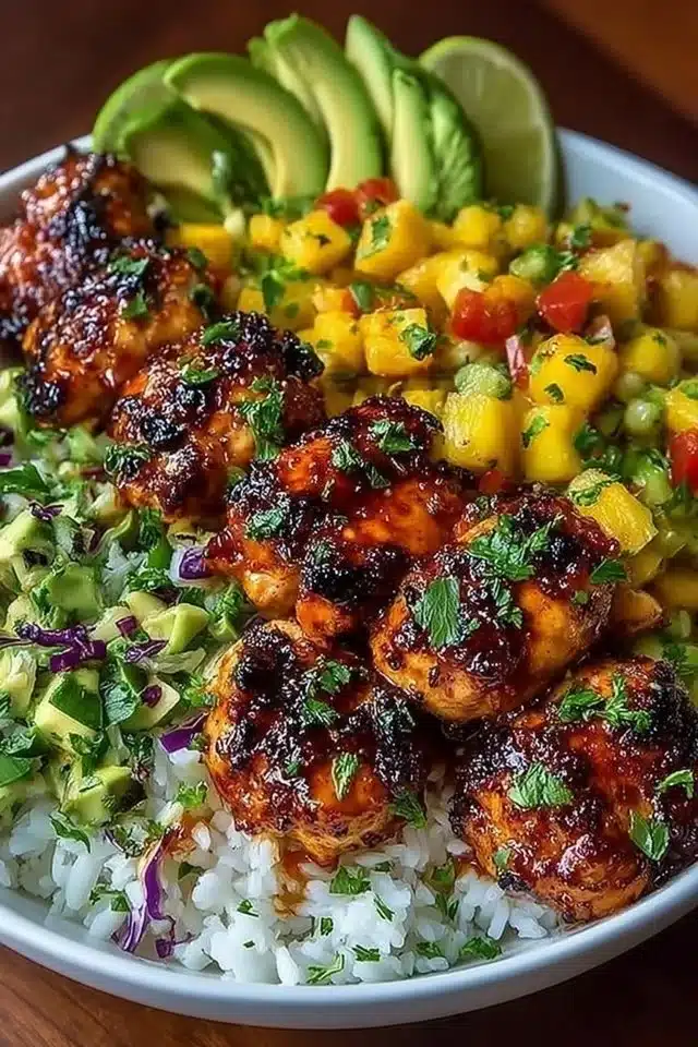 Grilled Maple Sriracha Chicken Bites Bowl