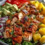 Delicious Hawaiian Chicken Salad with tropical fruits and vibrant veggies