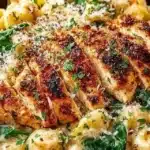 High protein garlic parmesan pasta bowls with garlic and parmesan toppings