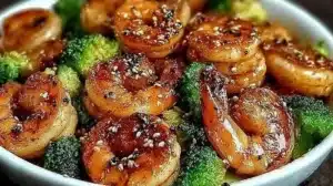 The Best High-Protein Honey Garlic Shrimp for Busy Weeknights High-protein honey garlic shrimp dish served with vegetables