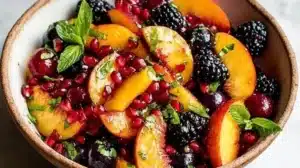 Honey Lime Basil Peach Fruit Salad for Fresh Summer Gatherings Honey Lime Basil Peach Fruit Salad showcasing fresh peaches and basil