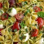 Italian Bow Tie Pasta Salad with fresh vegetables and dressing