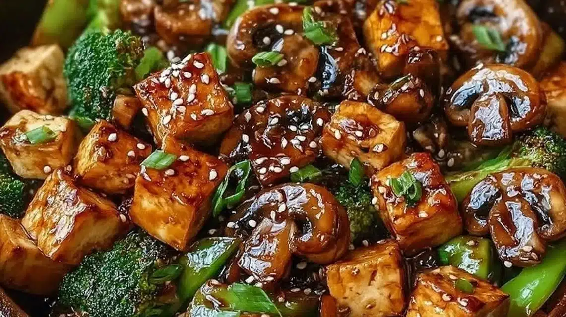 Delicious Mushroom and Tofu Stir-Fry with vibrant vegetables
