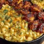 One-Pot Honey BBQ Chicken Mac and Cheese dish served in a bowl