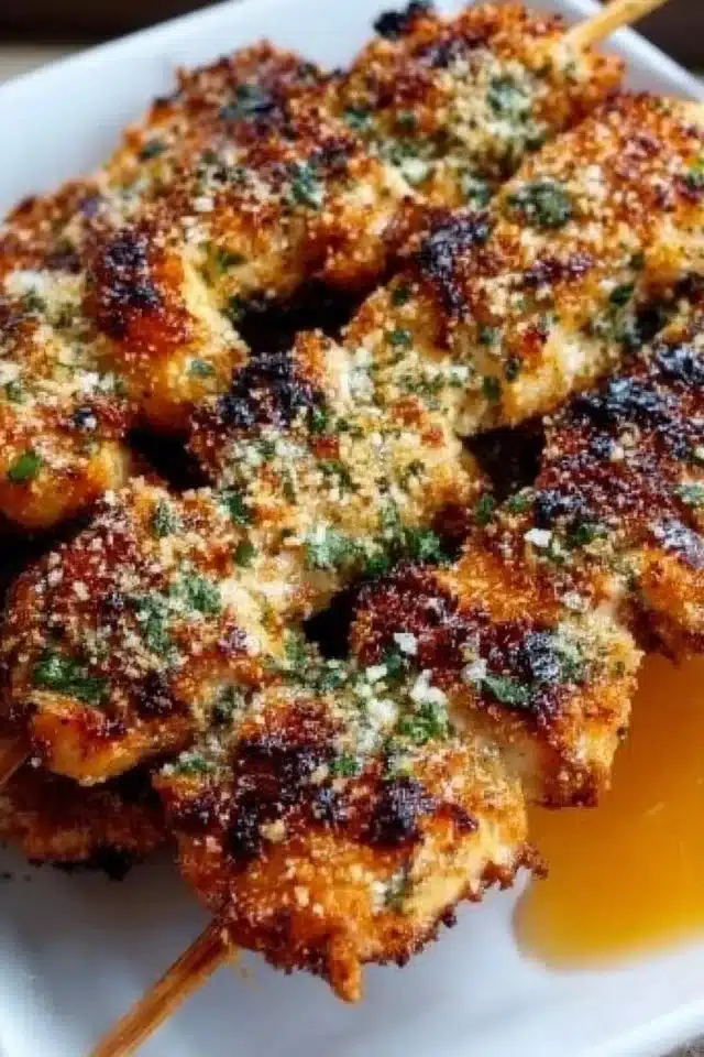 Ranch Garlic Parmesan Chicken Skewers