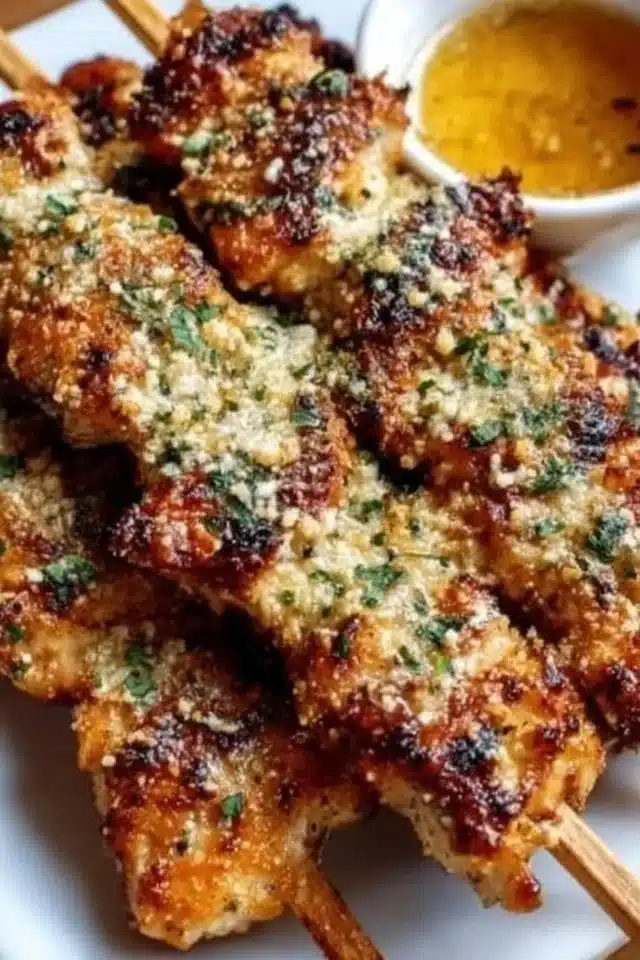 Ranch Garlic Parmesan Chicken Skewers