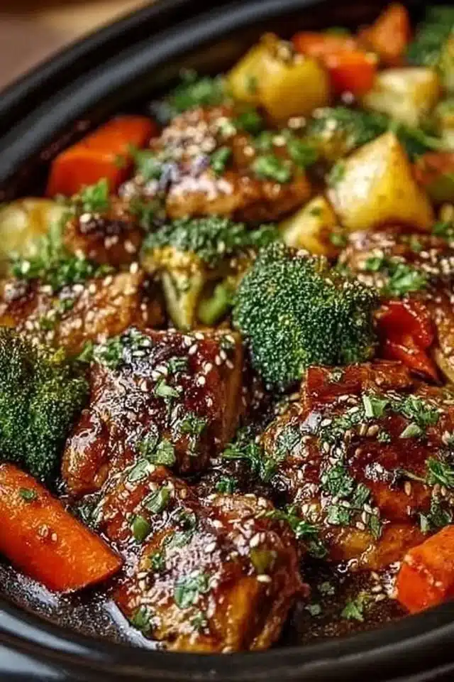 Slow Cooker Honey Garlic Chicken and Veggies with Simple Ingredients 2 Slow Cooker Honey Garlic Chicken and Veggies