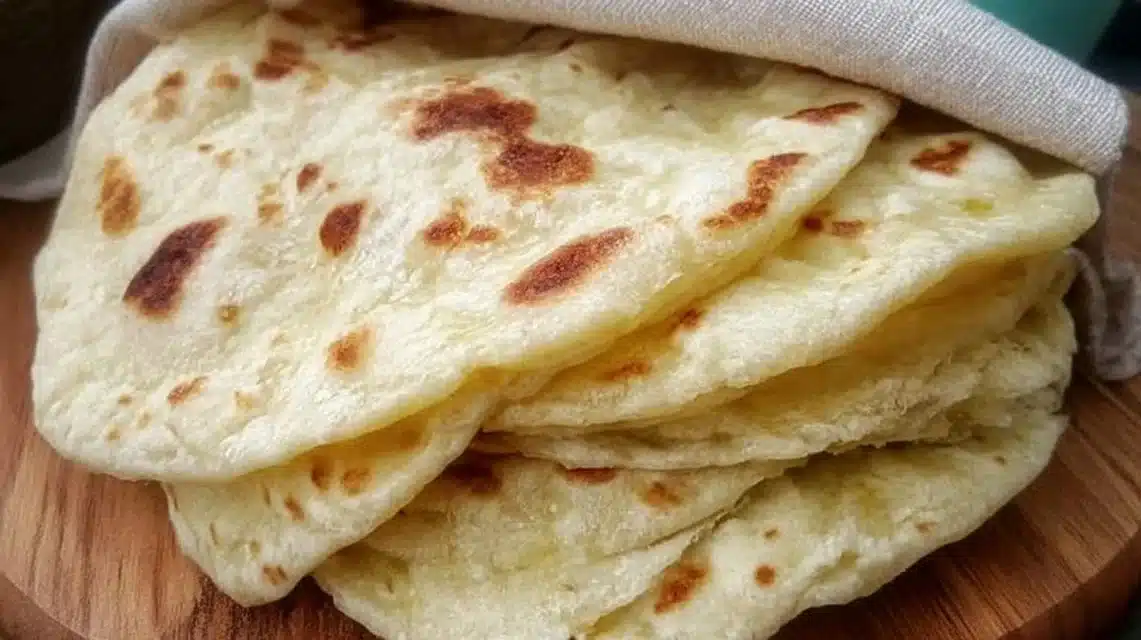 Freshly made sourdough tortillas using sourdough discard