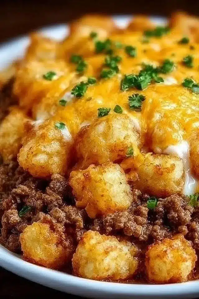 Tater Tot Casserole with Ground Beef