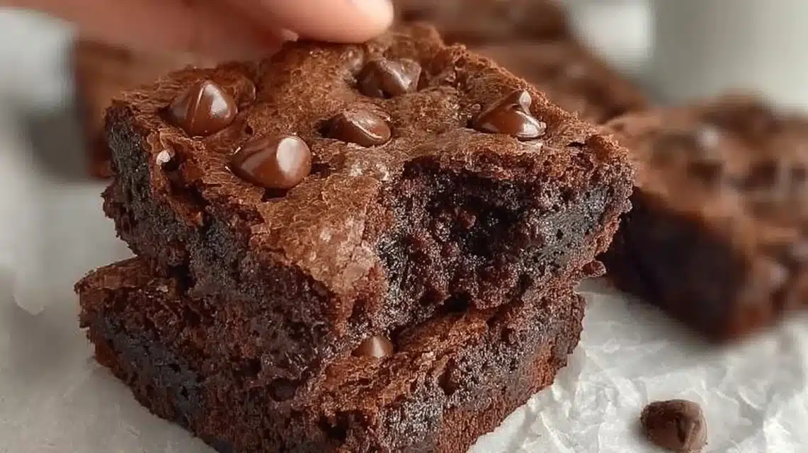 The BEST Brownies with Deep Chocolate Flavor 1 Delicious homemade brownies topped with chocolate drizzle and nuts