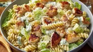 Best 30-Minute Chicken Caesar Pasta Salad for Fresh Weeknight Meals Delicious Chicken Caesar Pasta Salad in a bowl with fresh ingredients