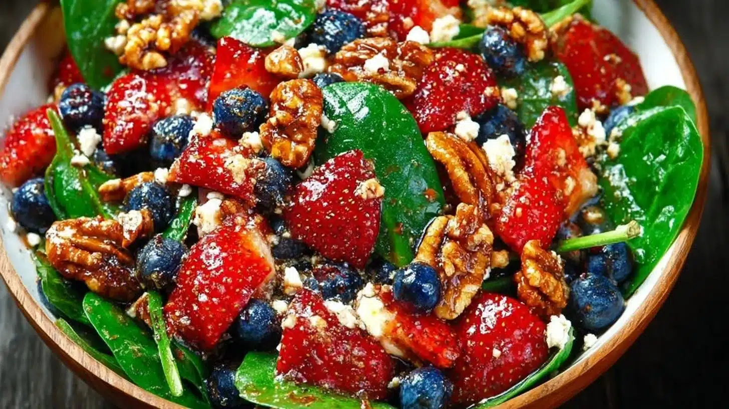 30-Minute Strawberry Spinach Salad for Fresh and Easy Summer Meals 1 30-Minute Strawberry Spinach Salad with fresh berries and greens