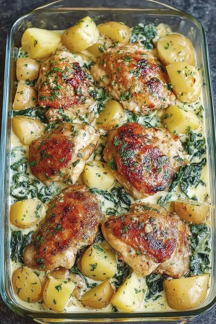 Chicken and Potatoes with Garlic Parmesan Cream Sauce for Dinner 2 Chicken and Potatoes with Garlic Parmesan Cream Sauce