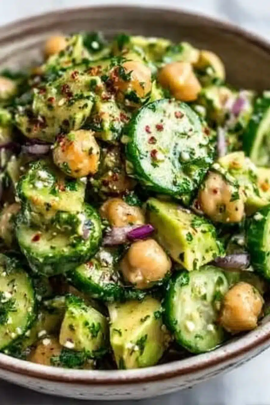 Chickpea Avocado Cucumber Salad with Zesty Lemon Dressing 2 Chickpea Avocado Cucumber Salad with Lemon Dressing
