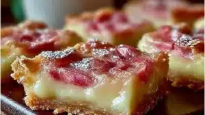 Best Classic Rhubarb Custard Bars for Spring and Summer Baking Delicious Classic Rhubarb Custard Bars with a crispy crust and creamy filling