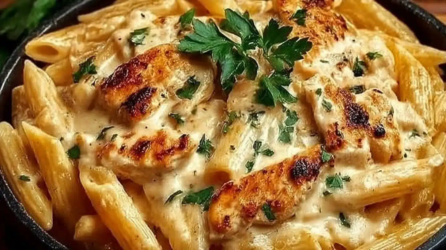 Crac Chicken Penne for a Quick and Creamy Family Dinner 1 Creamy Crac Chicken Penne dish served with herbs and spices