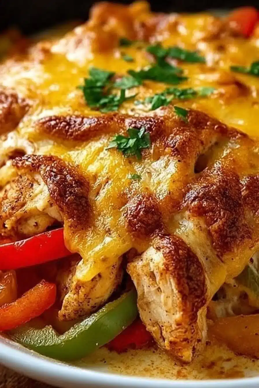 Creamy Fajita Chicken Bake with Peppers and Cheese 2 Chicken Fajita Casserole