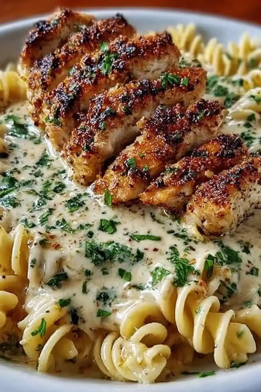 Creamy Garlic Butter Chicken with Parmesan Sauce and Rotini 2 Creamy Garlic Butter Chicken & Rotini in Parmesan Sauce