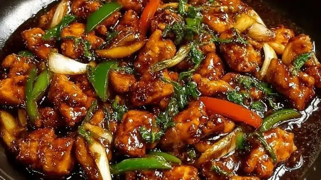 Creamy garlic chicken served with a rich garlic sauce on a plate.