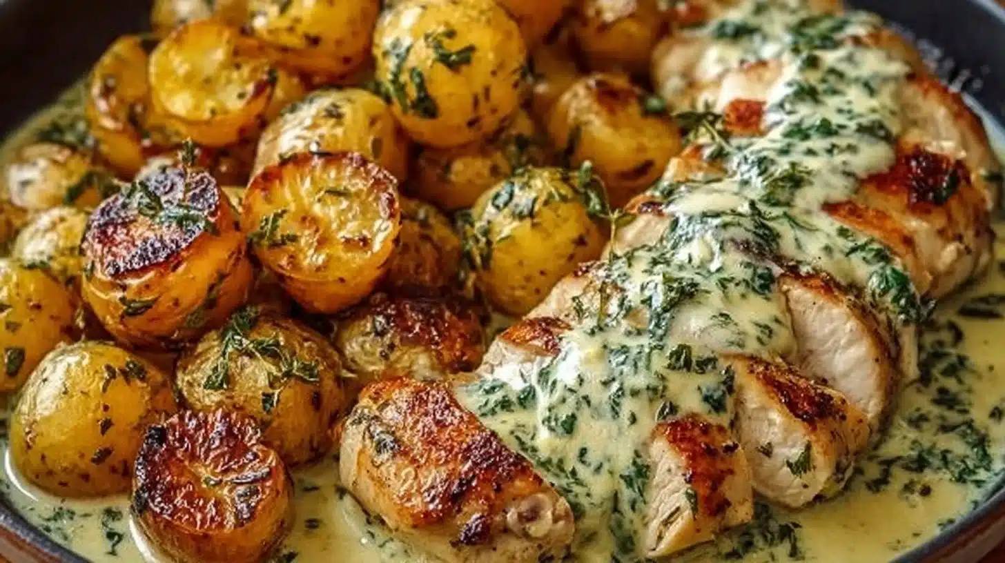 Creamy Herb Chicken & Potatoes for Easy Family Dinners 1 Creamy herb chicken served with flavorful potatoes