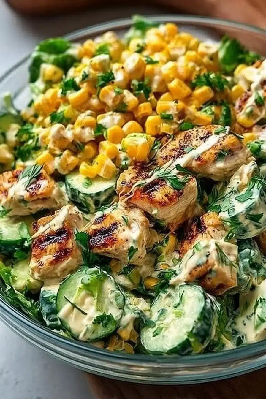 Street Corn Creamy Cucumber Chicken Salad
