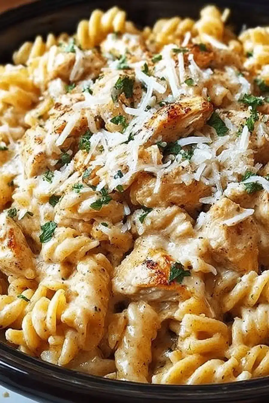 Crockpot Garlic Parmesan Chicken Pasta for Easy Family Dinners 2 Easy Crockpot Garlic Parmesan Chicken Pasta
