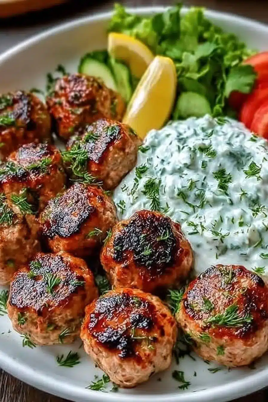 Greek Turkey Meatballs in Tangy Tzatziki Sauce - Easy Dinner 2 Greek Turkey Meatballs in Tangy Tzatziki Sauce - Easy Dinner
