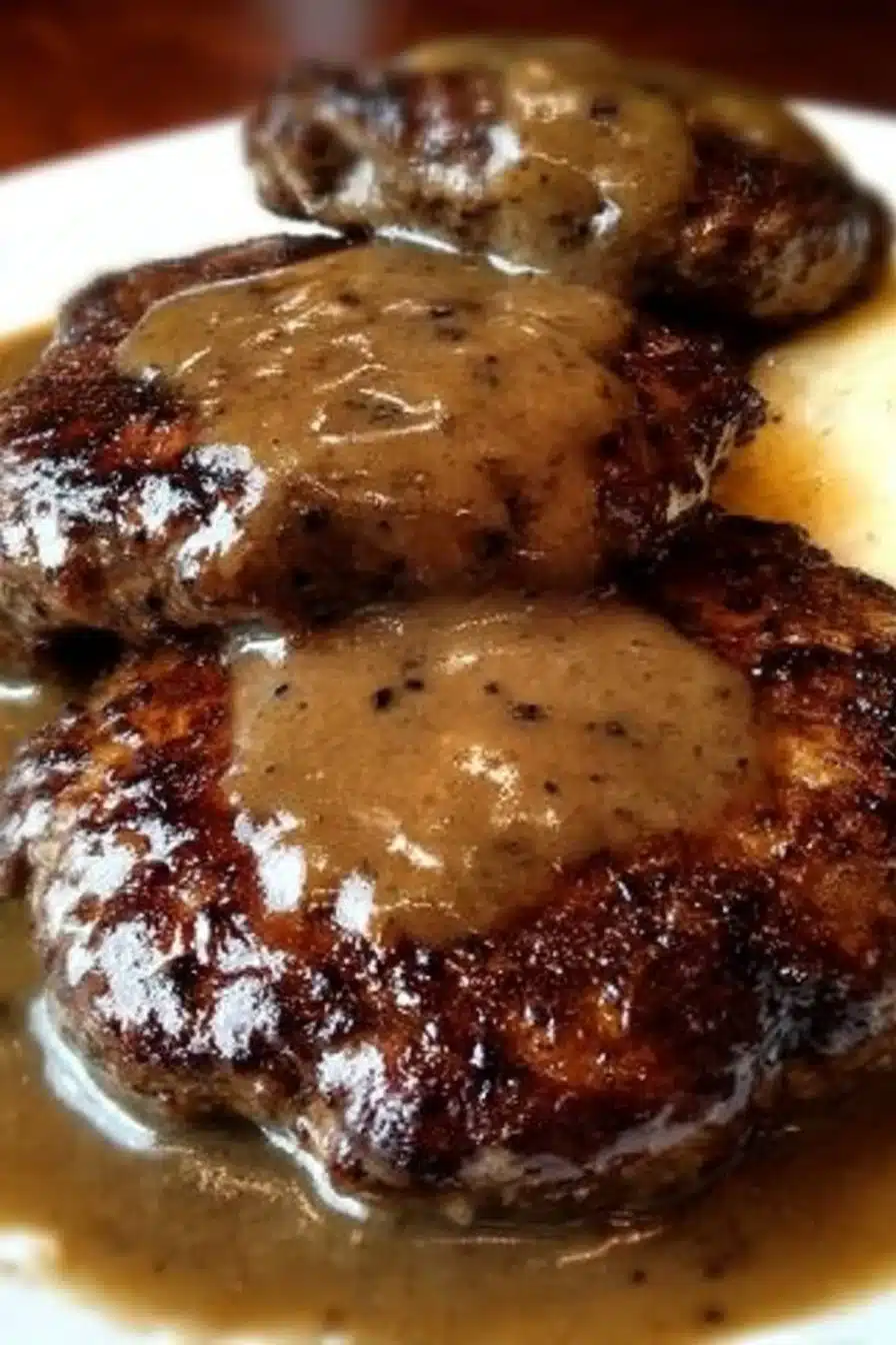 Hamburger Steaks with Brown Gravy for Easy Family Dinners 2 Hamburger Steaks with Brown Gravy