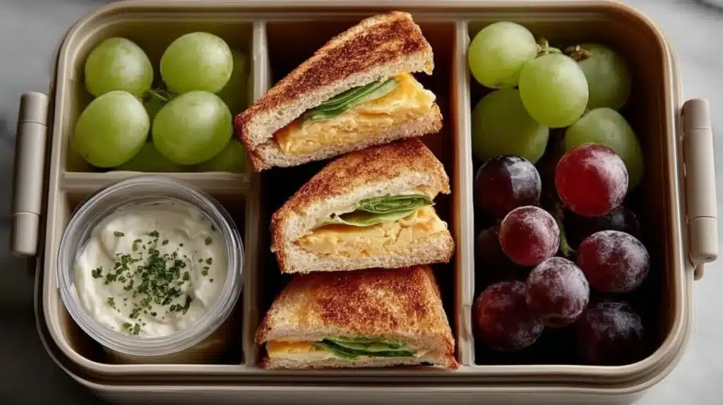 Healthy hummus lunch box with vegetables and pita bread