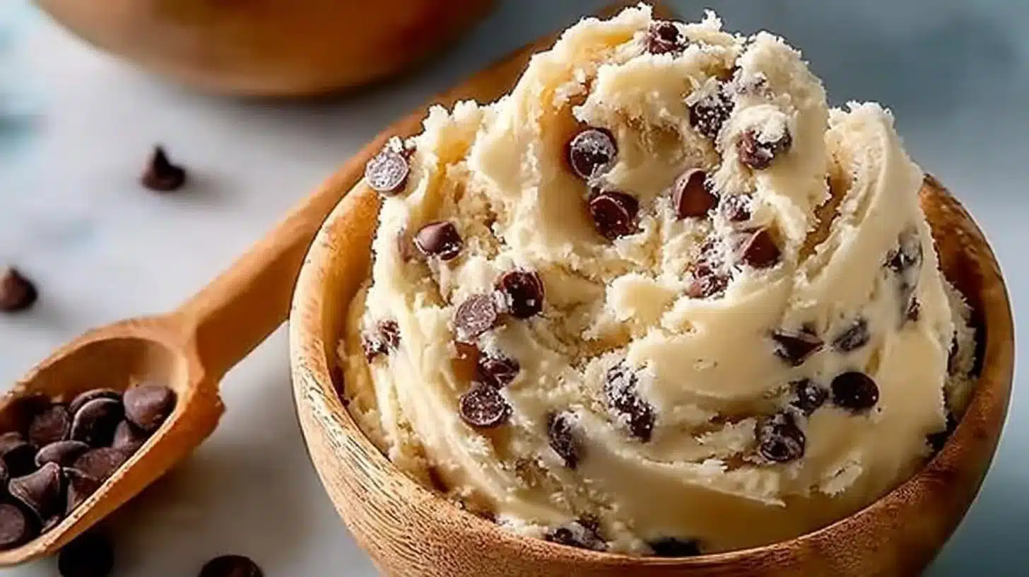Easy Greek Yogurt Cookie Dough Everyone Will Love 1 Delicious Greek yogurt cookie dough on a wooden board