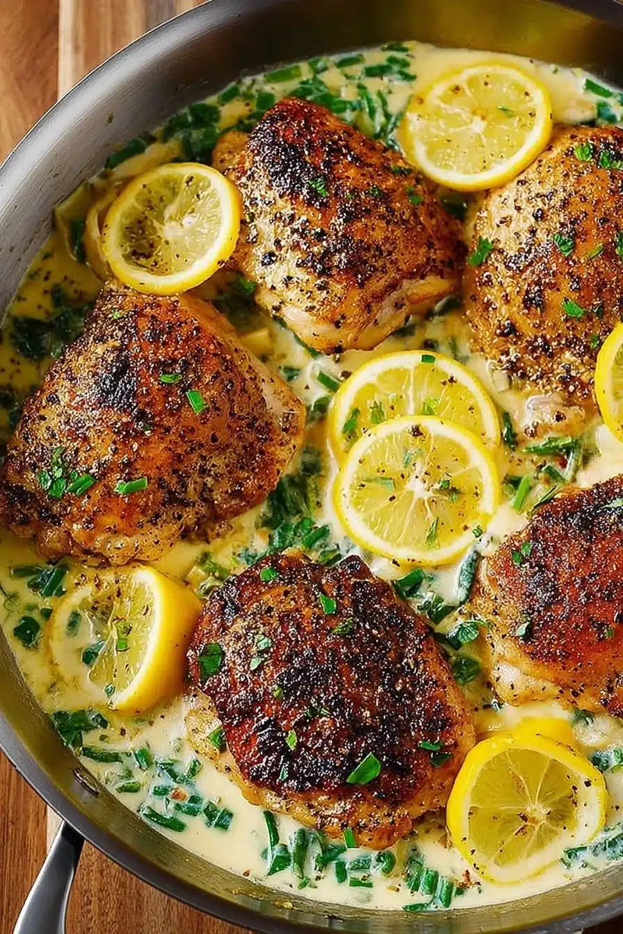 One Pan Lemon Pepper Chicken with Creamy Garlic-Lemon Sauce 2 Lemon Pepper Chicken with Creamy Garlic-Lemon Sauce