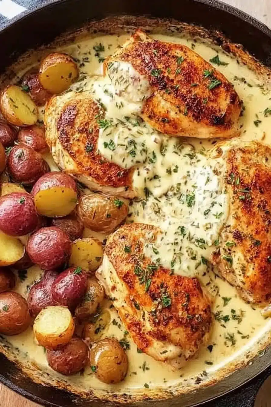One Pan Chicken and Potatoes in Creamy Dijon Sauce Recipe 2 One Pan Chicken and Potatoes in Creamy Dijon Sauce