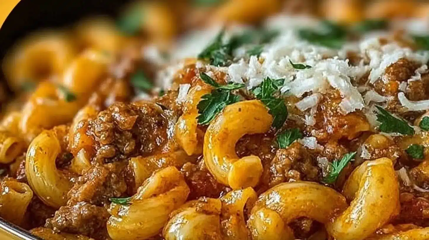 Easy One Pot Beefaroni for Hearty Family Dinners 1 Delicious One Pot Beefaroni served in a bowl, showcasing beef and pasta.