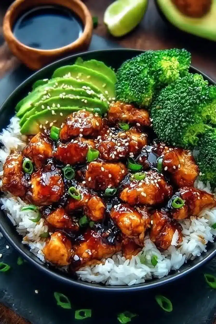 Savory Sticky Chicken Rice Bowls
