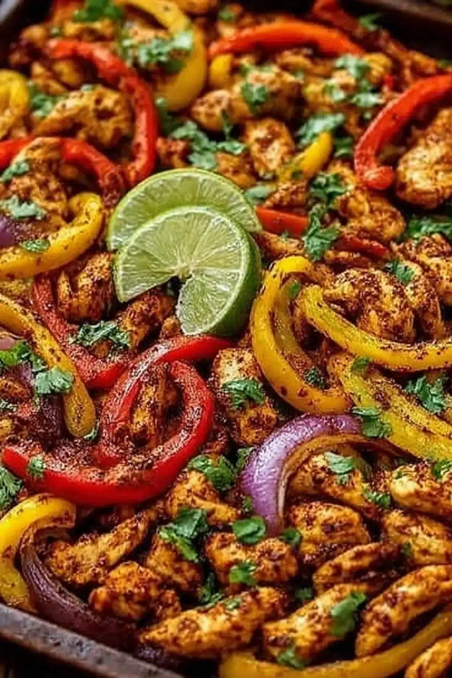 Sheet-Pan Chicken Fajitas with Peppers - Easy Weeknight Dinner 2 Sheet Pan Chicken Fajitas