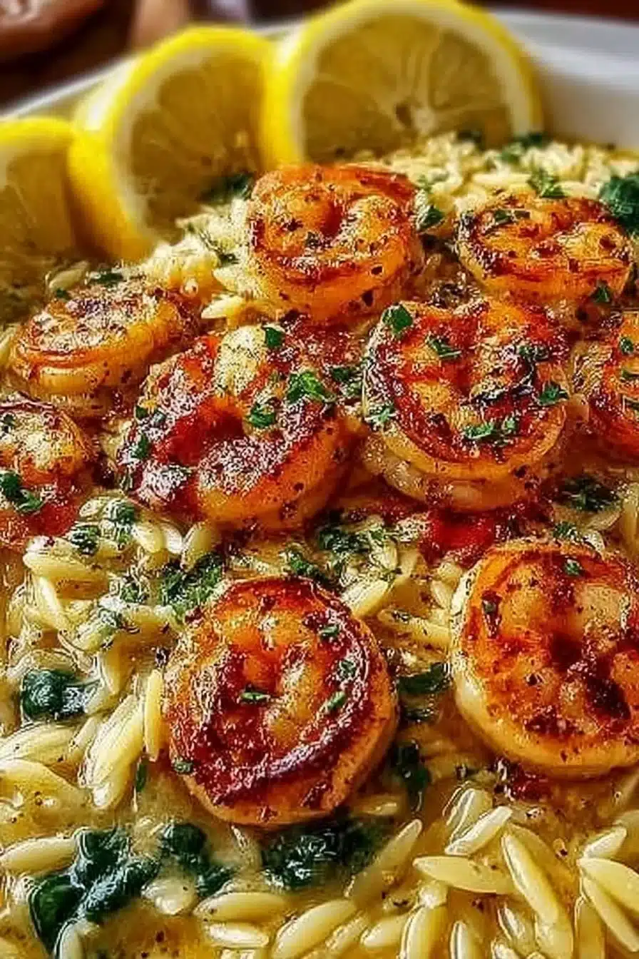 Shrimp Orzo in Lemon Garlic Sauce