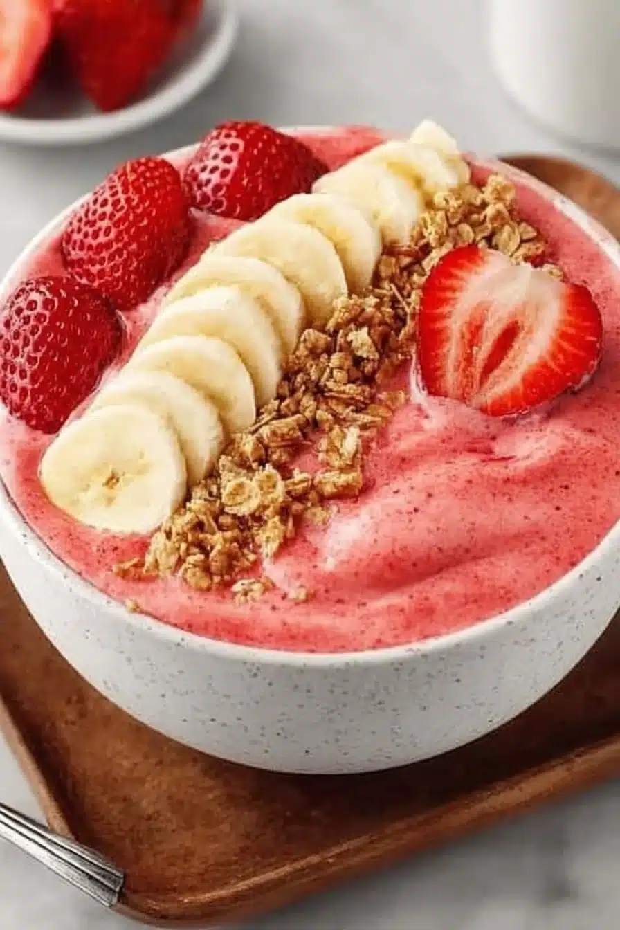 Strawberry Banana Smoothie Bowl with Creamy Yogurt and Fresh Toppings 2 Strawberry Banana Smoothie Bowl