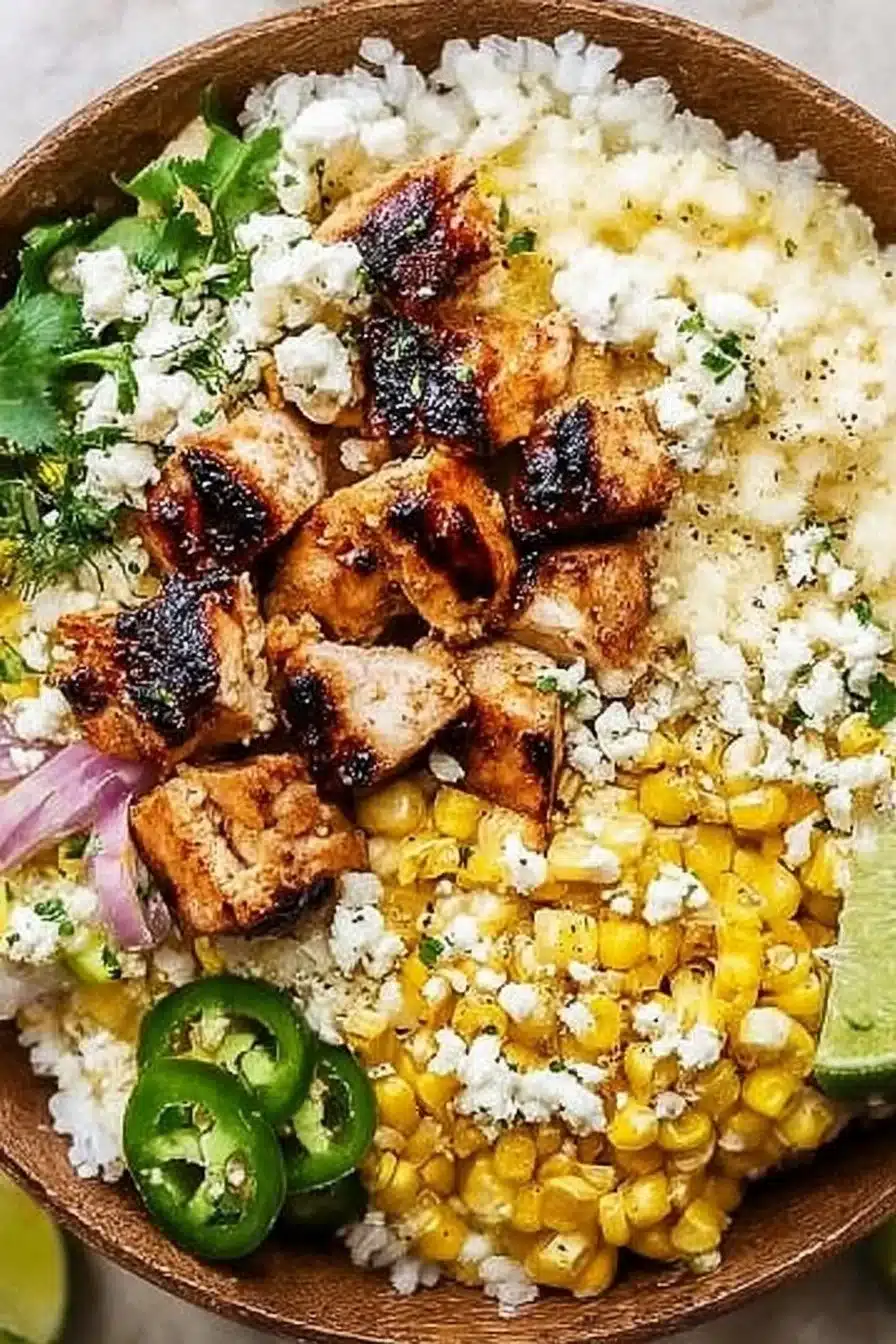 Healthy Street Corn Chicken Rice Bowl with Bold Flavor 2 Street Corn Chicken Rice Bowl
