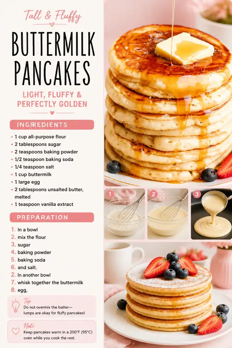 Fluffy Buttermilk Pancakes Recipe for Easy Homemade Breakfast 3 Buttermilk Pancakes