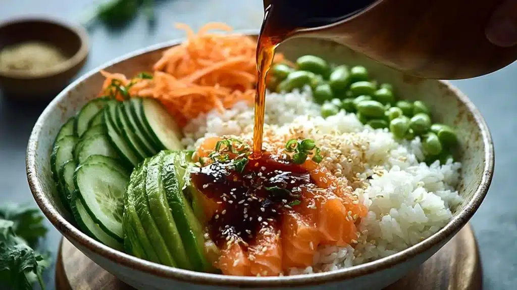 Colorful California Sushi Bowl with fresh ingredients and vibrant presentation