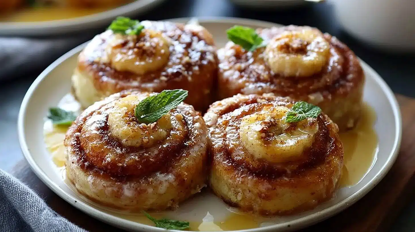 Easy Banana Cinnamon Rolls: Soft, Fluffy, and Delicious 1 Delicious soft banana cinnamon rolls topped with creamy icing