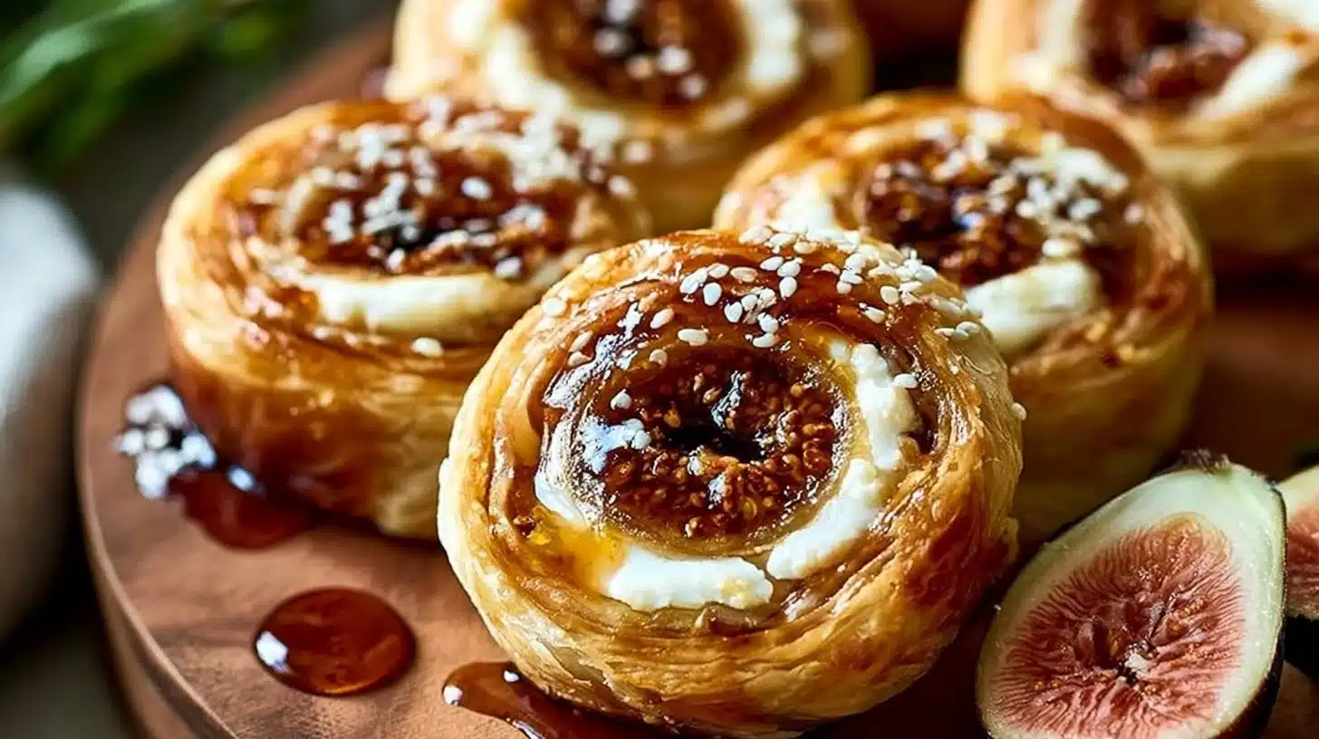 Fig & Goat Cheese Pinwheels: Elegant Appetizer Recipe 1 Fig and goat cheese pinwheels elegantly arranged on a serving platter.