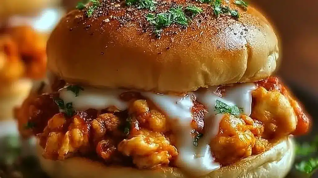 Healthy ground chicken sloppy joes served on a bun with fresh toppings