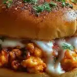 Healthy ground chicken sloppy joes served on a bun with fresh toppings